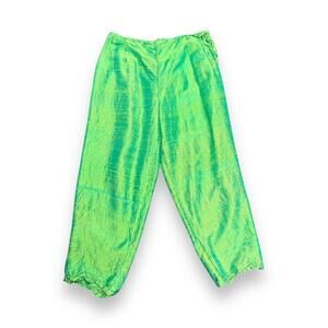 Green Silk Capri Pants